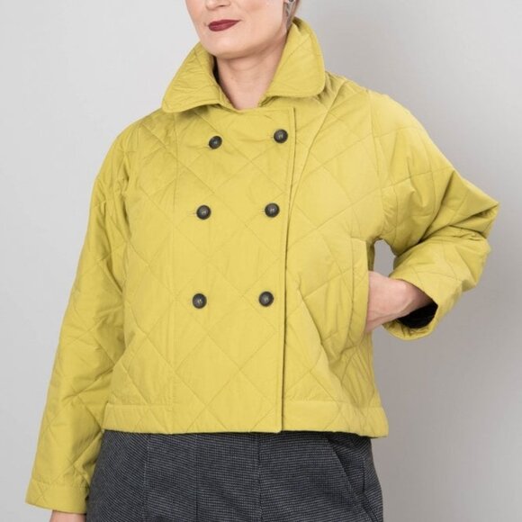 Urban Quilted DB Crop Jacket, Yellow (Chartreuse) XS NWT - Picture 5 of 8